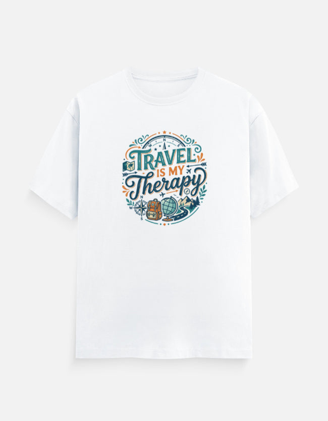 Travel Is My Therapy White T-Shirt Main Image