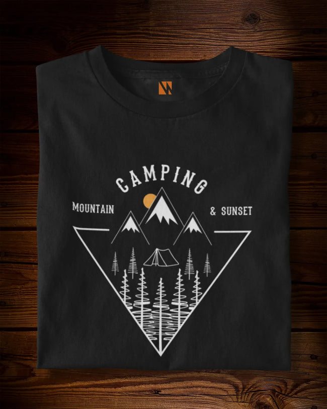 Mountain Camping & Sunset | Unisex T-Shirt Hover Image