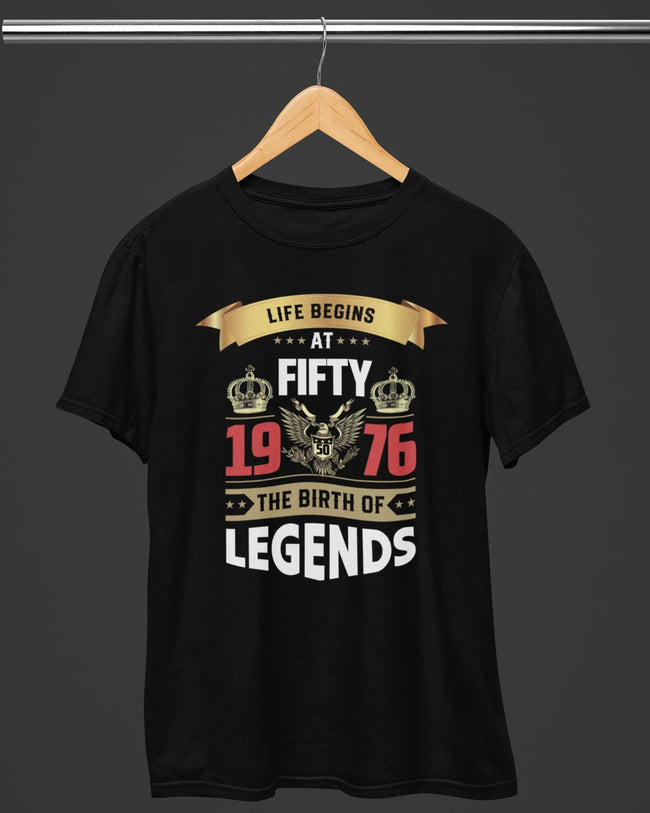 Life Begins at Fifty Legends Birthday T-Shirt Hover Image