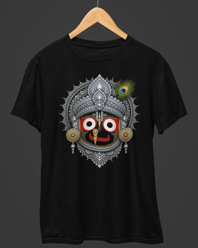 Lord Jagannath Silver Crown - Rath Yatra T-Shirt Hover Image